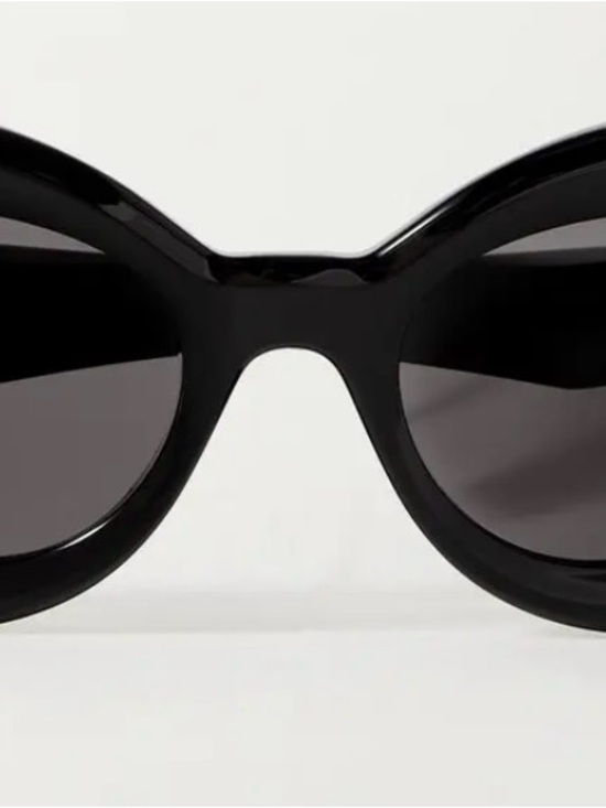 Loewe Black Round-Edge Oval Sunglasses with Gold Logo